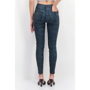 Guess Women’s High Rise Skinny Jeans Snake Print Waxed Finish Size 25